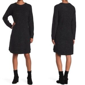 Madewell Curved-Hem Sweater Dress Gray Wool Blend Size XL Minimalist